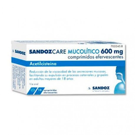 ACETILCISTEINA SANDOZCARE 600 MG EFG 10 COMP EFERV